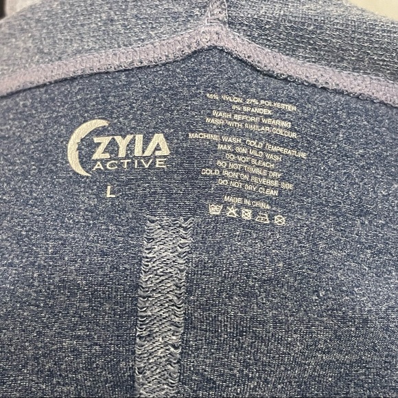 Zyia Active Zip Up Athletic Hoodie Jacket in Blue / Gray with Thumb Holes (S/M) - Picture 9 of 10